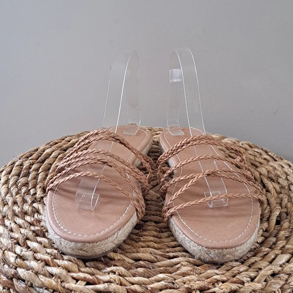 NWOT Madewell Womens Kathryn Slip On Espadrille Sandals‎ Tan Leather Size 9.5